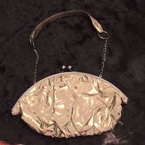 soft gold/ soft green and dark silver purse